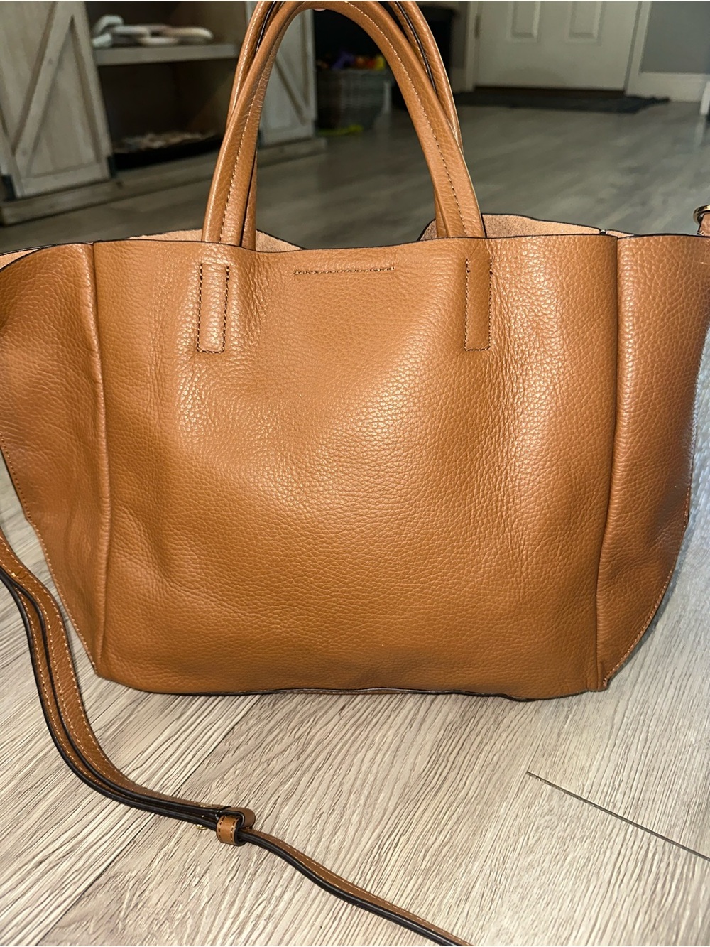Banana Republic Cognac Brown Faux Leather Tote Bag Purse
